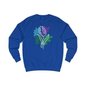 Tulip Line Art Unisex Sweatshirt -  Royal Blue