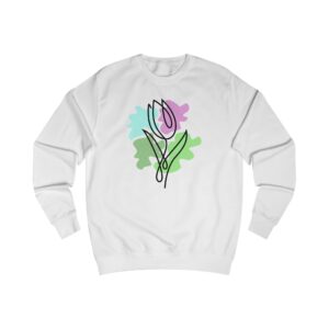 Tulip Line Art Unisex Sweatshirt -  White and Sky blue