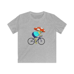Kids Cyclist Mushroom T-Shirt — Cute Biking Mushroom Tee for Children