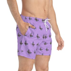 Lavender Butterfly Swim Trunks — All-Over Print Swim Shorts