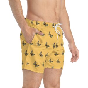 Yellow Butterfly Swim Trunks — All-Over Print Swim Shorts
